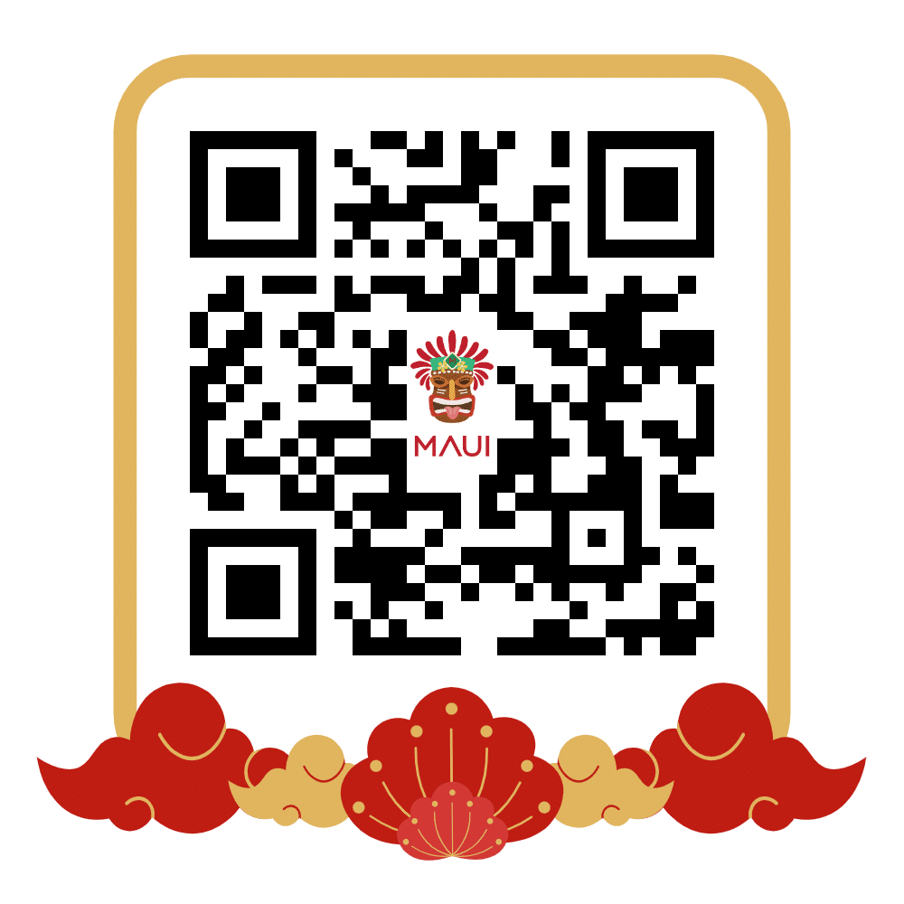 Silvester 2025/2026 im MAUI Nymphenburg – Ein festlicher Abend mit hawaiianisch-vietnamesischem Menü & Live-Music am Rotkreuzplatz | MAUI Hawasian & Vietnamese Restaurant München Silvester Gala 2025/2026 im MAUI am Rotkreuzplatz in München – Werbebanner mit QR-Code zur Ticketbuchung.